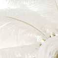 Lampa stołowa do salonu biało, złota FERI na metalowej podstawie z niezwykle efektownym abażurem z naturalnych strusich piór Eurofirany