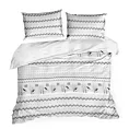 Pościel świąteczna 220x200 cm z satyny bawełnianej, kolor biały, stalowy zdobiona subtelnym nadrukiem TASHA Eurofirany