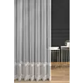 Firana szyta na przelotkach LEANDRA biało szara z matowej tkaniny haftowanej w falujący wzór