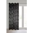 Zasłona czarno, srebrzysta zdobiona błyszczącym wzorem z tkaniny zaciemniającej 140x250 przelotka ELISE Eurofirany
