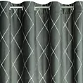 Zasłona szaro, srebrna haftowana w duże karo z tkaniny welwetowej 140x250 cm przelotka MARGO Pierre Cardin Eurofirany