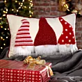 Poszewka na poduszkę świąteczna 45x45 cm zdobiona aplikacją skrzatów Eurofirany
