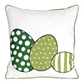 Poszewka na poduszkę 45x45 cm welwetowa z nadrukiem pisanek biało, zielona WIOSNA 3 Eurofirany