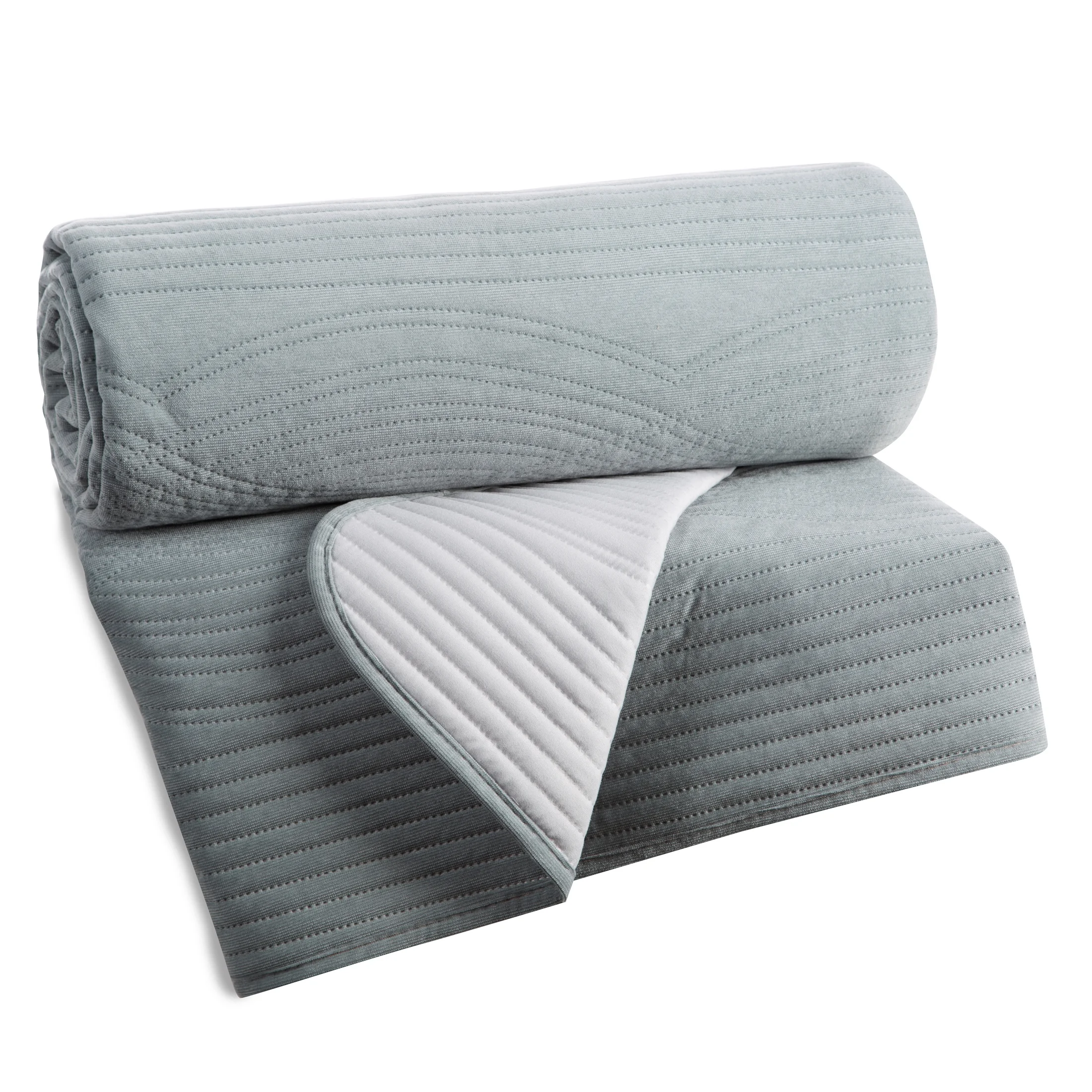 Narzuta welwetowa srebrna 220x240 cm pikowana metodą hot press - VELVET2 Eurofiran