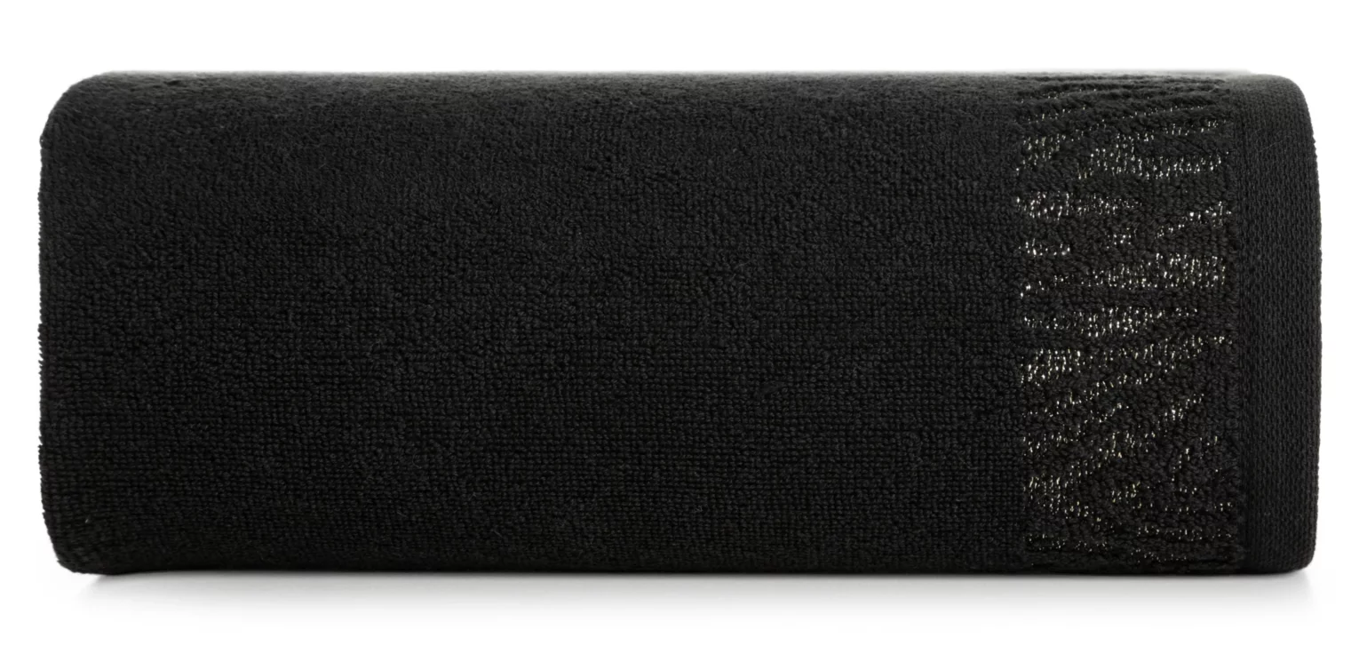 Ręcznik do rąk 30x50 cm bawełniany kolor czarny z ozdobną błyszczącą bordiurą 500 g/m2 MARGO Eurofirany