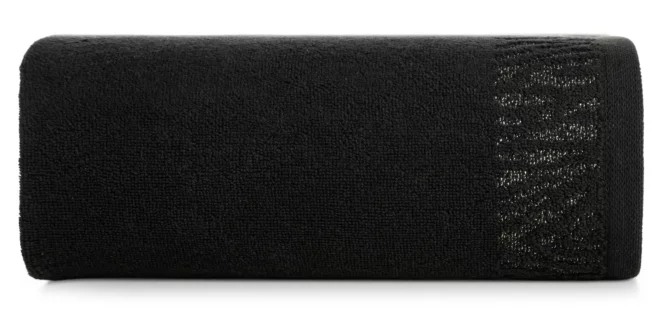 Ręcznik do rąk 30x50 cm bawełniany kolor czarny z ozdobną błyszczącą bordiurą 500 g/m2 MARGO Eurofirany
