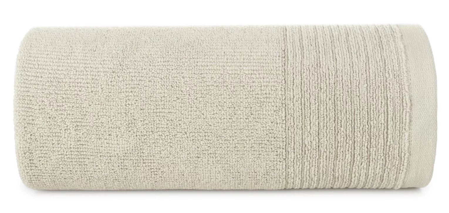 Ręcznik do rąk 30x50 cm bawełniany kolor beżowy zdobiony błyszczącą bordiurą 500 g/m2 LARI Eurofirany