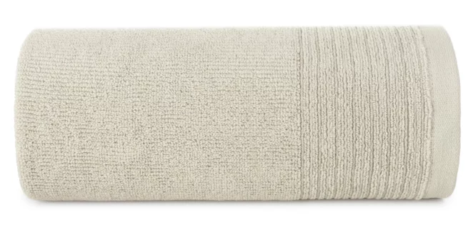 Ręcznik do rąk 30x50 cm bawełniany kolor beżowy zdobiony błyszczącą bordiurą 500 g/m2 LARI Eurofirany