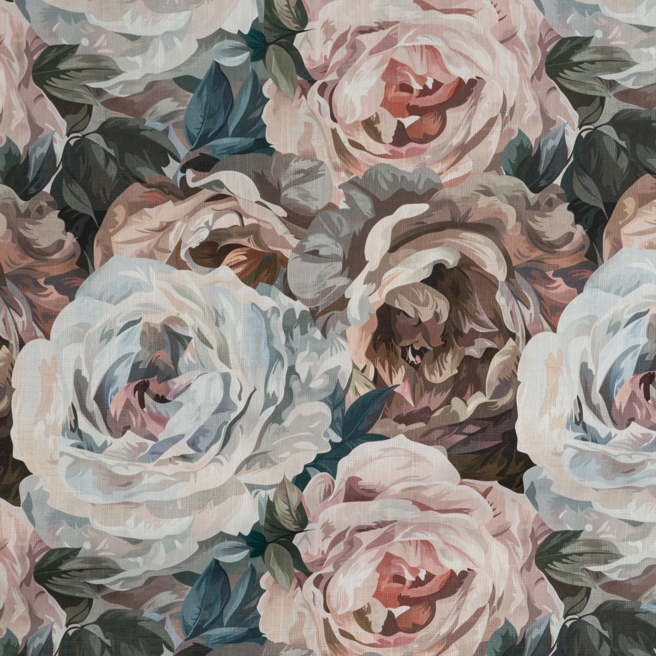 Zasłona GALIA w stylu eko zdobiona matowy nadrukiem kwiatów Eurofirany