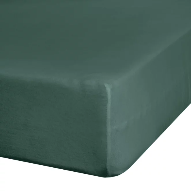 Prześcieradło jersey z gumką 90x200 cm z bawełny kolor ciemnozielony 140 g/m2 Eurofirany