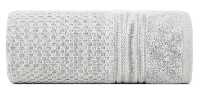 Ręcznik do rąk 30x50 cm bawełniany kolor srebrny zdobiony subtelnymi paseczkami 500 g/m2 DAVOS Eurofirany
