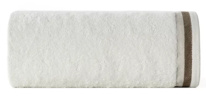 Ręcznik kąpielowy 50x90 cm bawełniany kolor kremowy z bordiurą w pasy 550 g/m2 NIKO Eurofirany