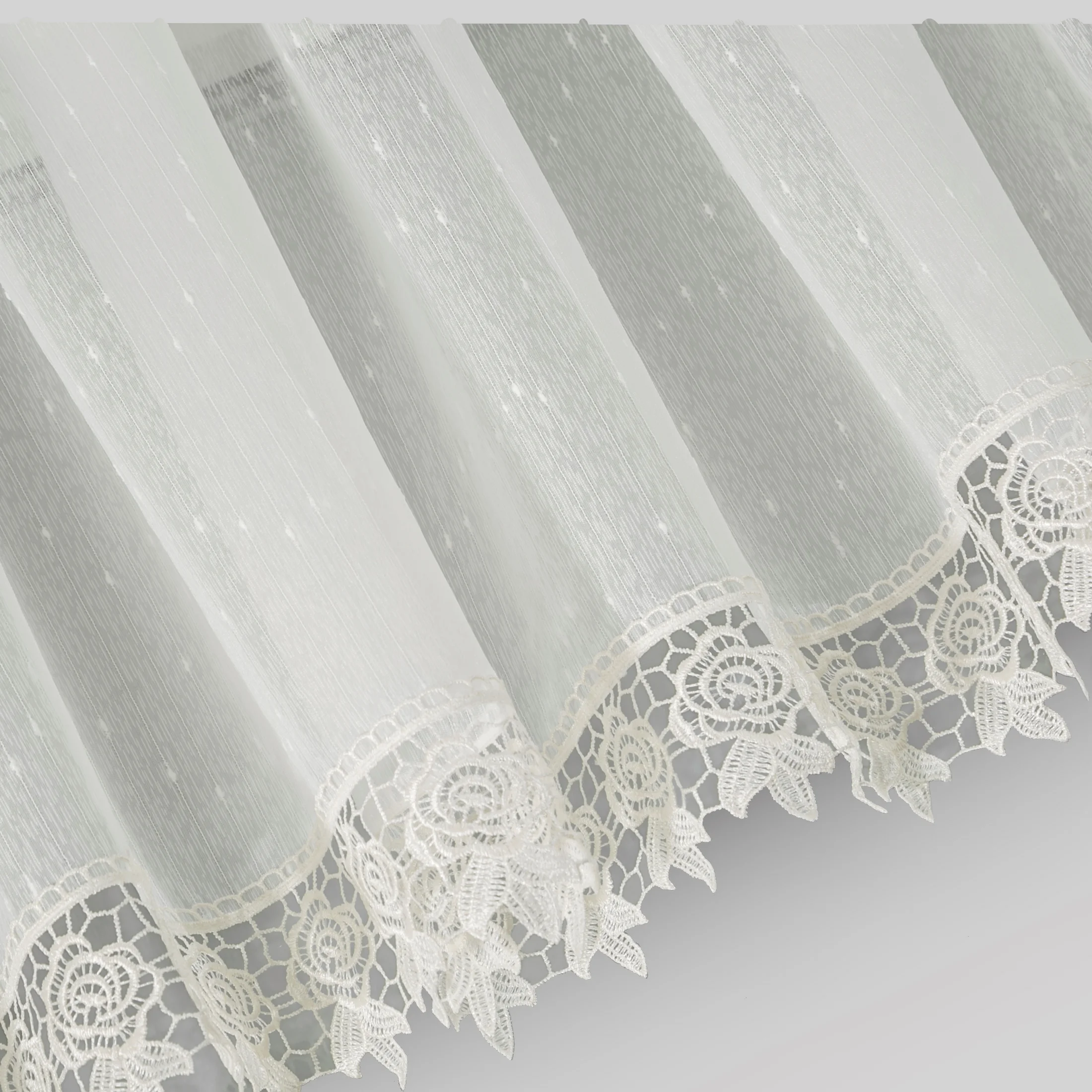 DAGMARA 2 ZESTAW KREMOWA FIRANA Z GIPIURĄ ZAZRDOSTKĄ 400x65 cm + 400x35 cm EUROFIRANY