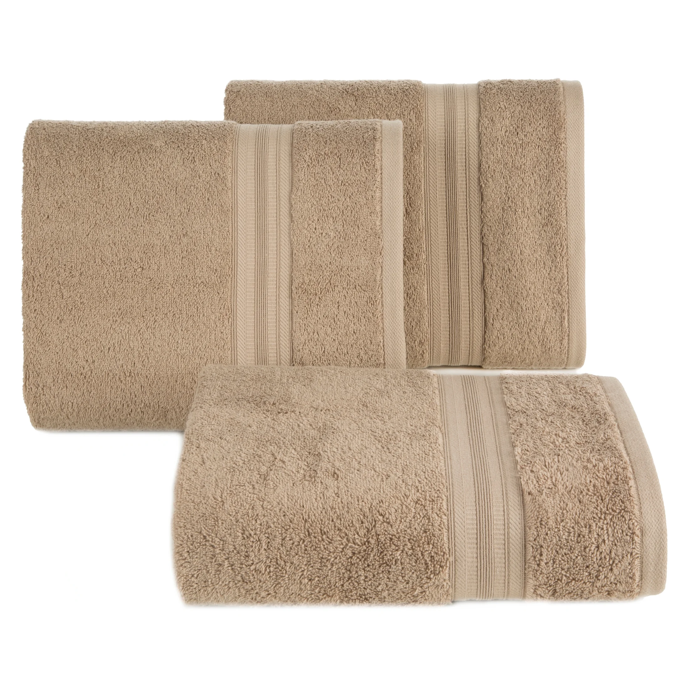 Ręcznik do rąk 30x50 cm bawełniany kolor beżowy z bordiurą w paski 550 g/m2 ELEN Eurofirany