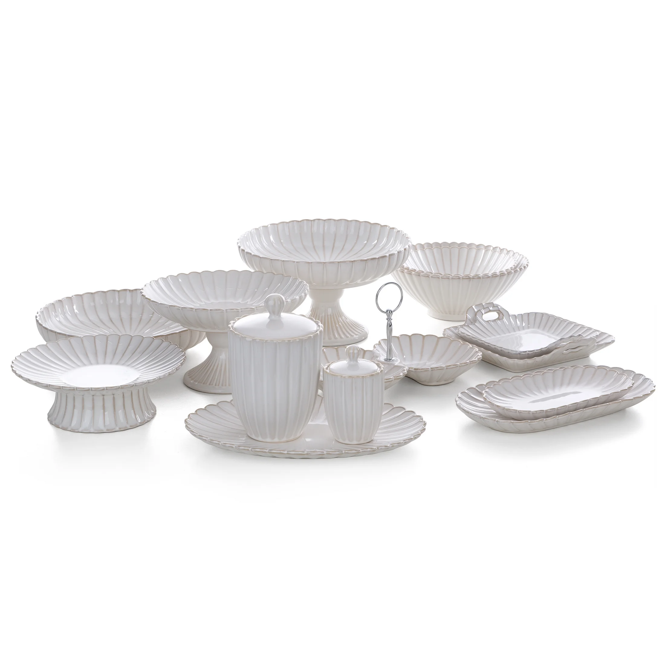 Patera ceramiczna dekoracyjna kremowo-beżowa prostokątna zdobiona przecieranym wzorem w stylu eko 32x20x3 cm AVRIL Eurofirany