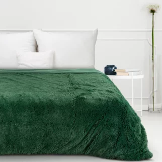 Koc o strukturze miękkiego futra 170x210 cm ciemnozielony TIFANY 1 DESIGN 91 Eurofirany
