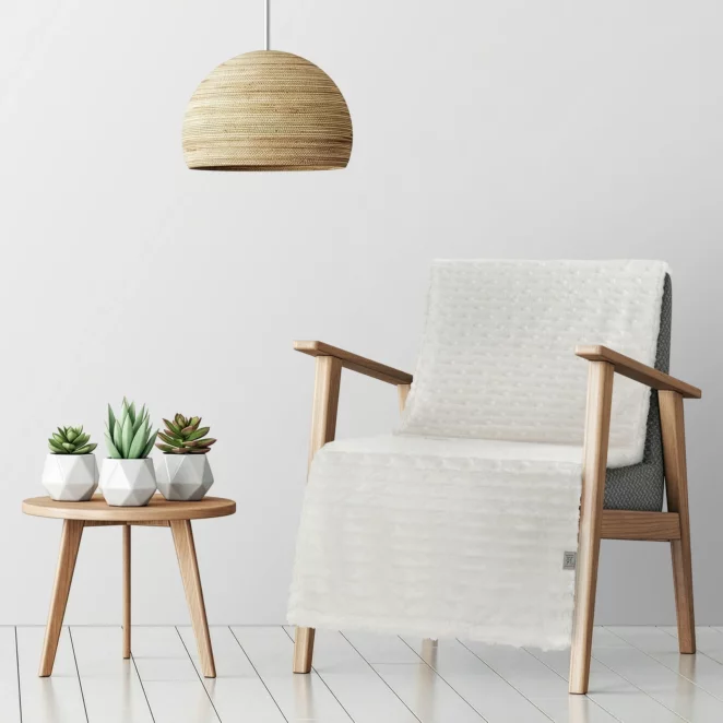 Narzuta na fotel-koc  70x160 cm biała z wytłaczanym wzorem pasów LISA DESIGN 91 Eurofirany