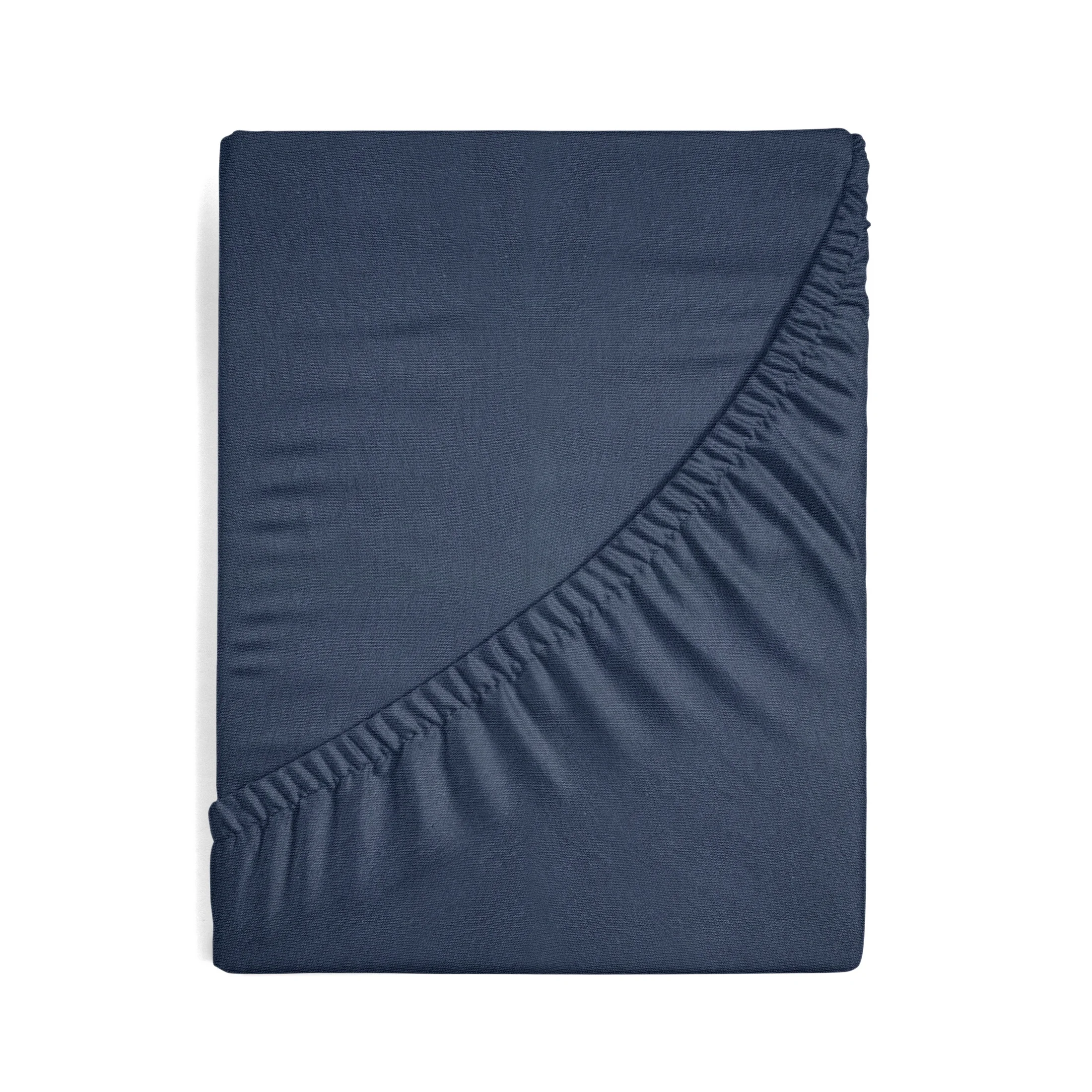 Prześcieradło jersey z gumką 90x200 cm z bawełny kolor granatowy 125 g/m2 Design 91 Eurofirany