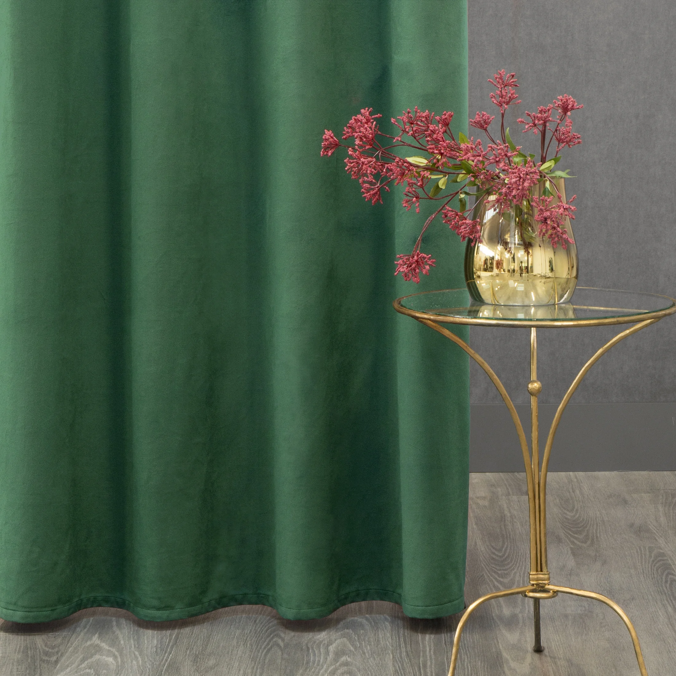 Zasłona ciemnozielona z tkaniny welwetowej 140x250 cm przelotka ROSA Design 91 Eurofirany