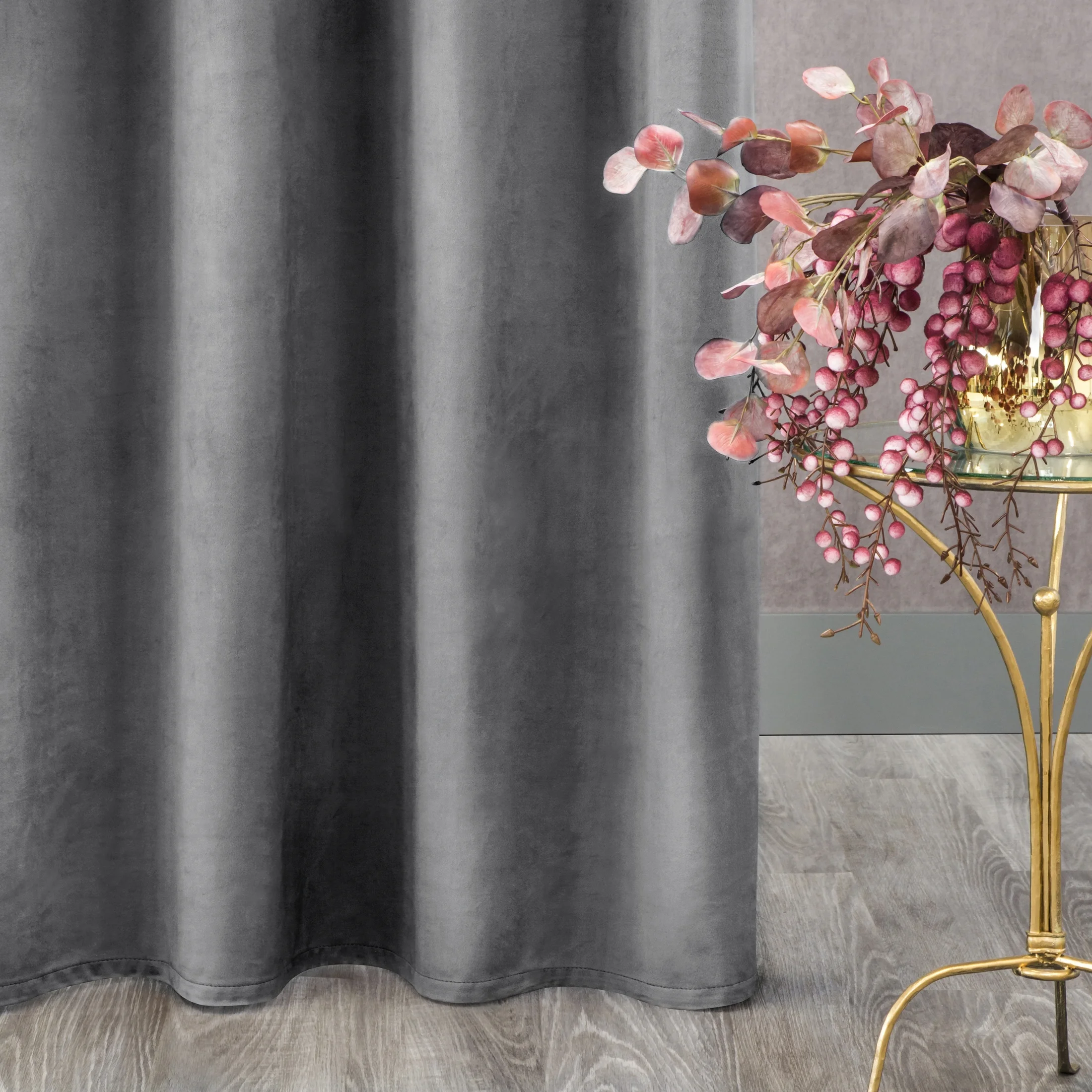 Zasłona stalowa z tkaniny welwetowej 140x250 cm przelotka ROSA Design 91 Eurofirany