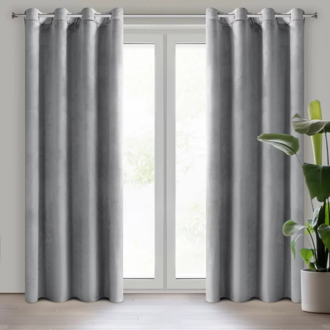 Zasłona srebrna z tkaniny welwetowej 140x250 cm przelotka ROSA Design 91 Eurofirany