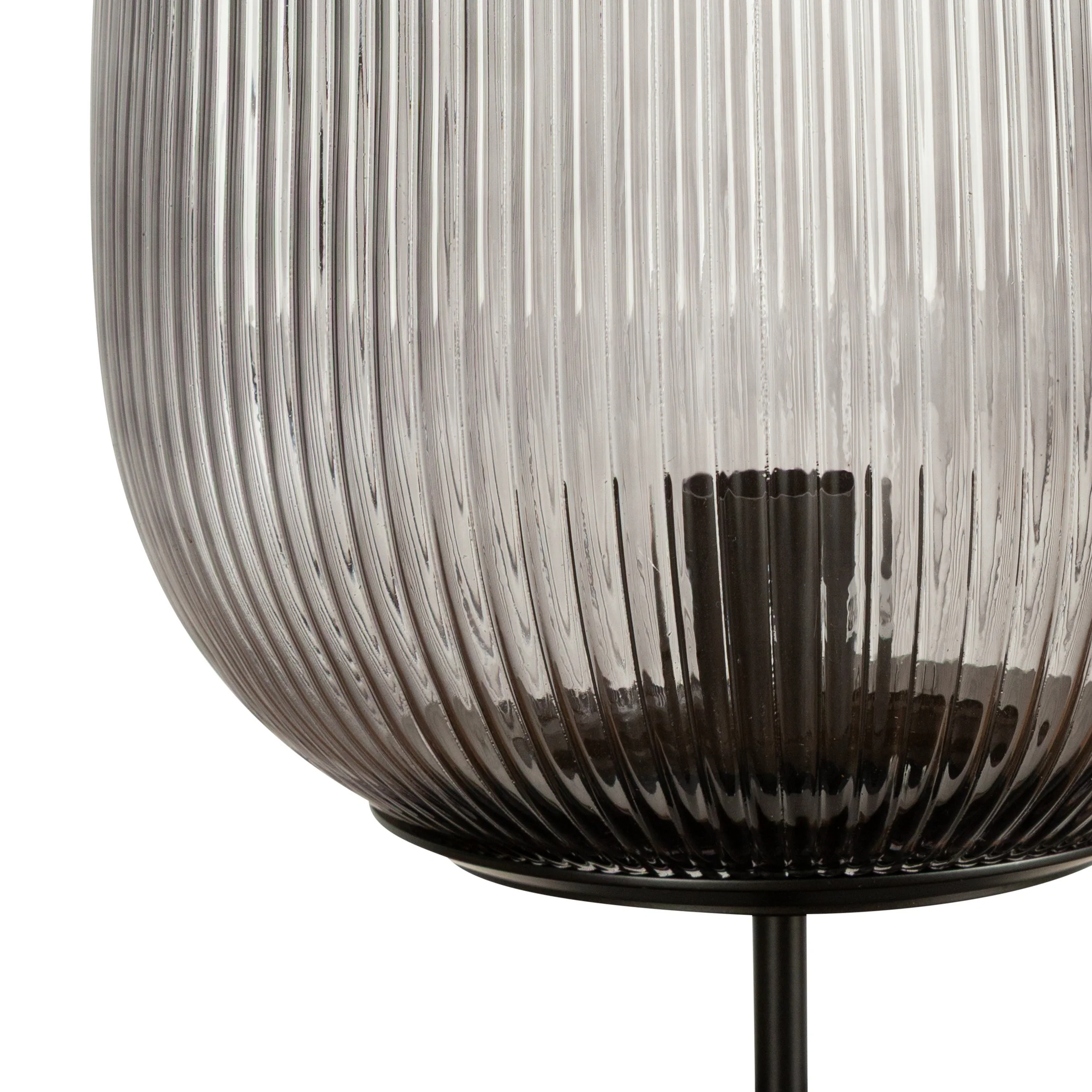 Designerska lampa stołowa grafitowo-czarna z dekoracyjnym ryflowanym szkłem 23x46 cm RUTH Eurofirany