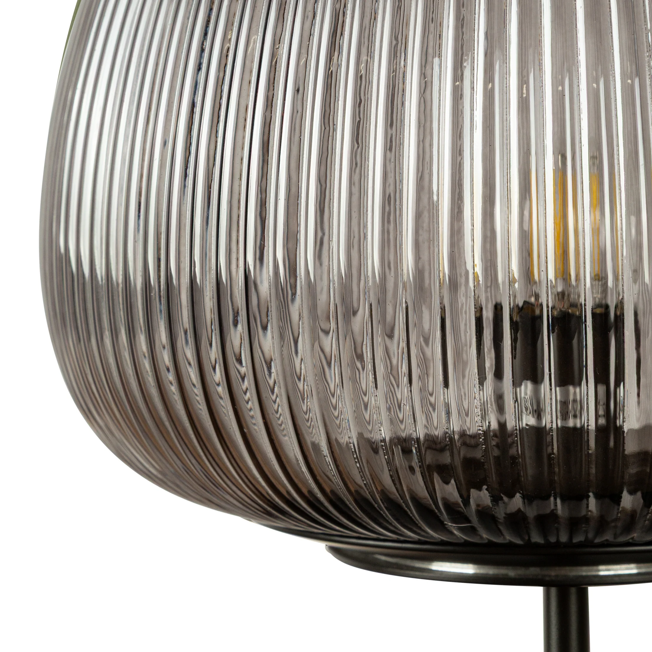 Designerska lampa stołowa grafitowo-czarna z dekoracyjnym ryflowanym szkłem 26x41 cm RUTH Eurofirany