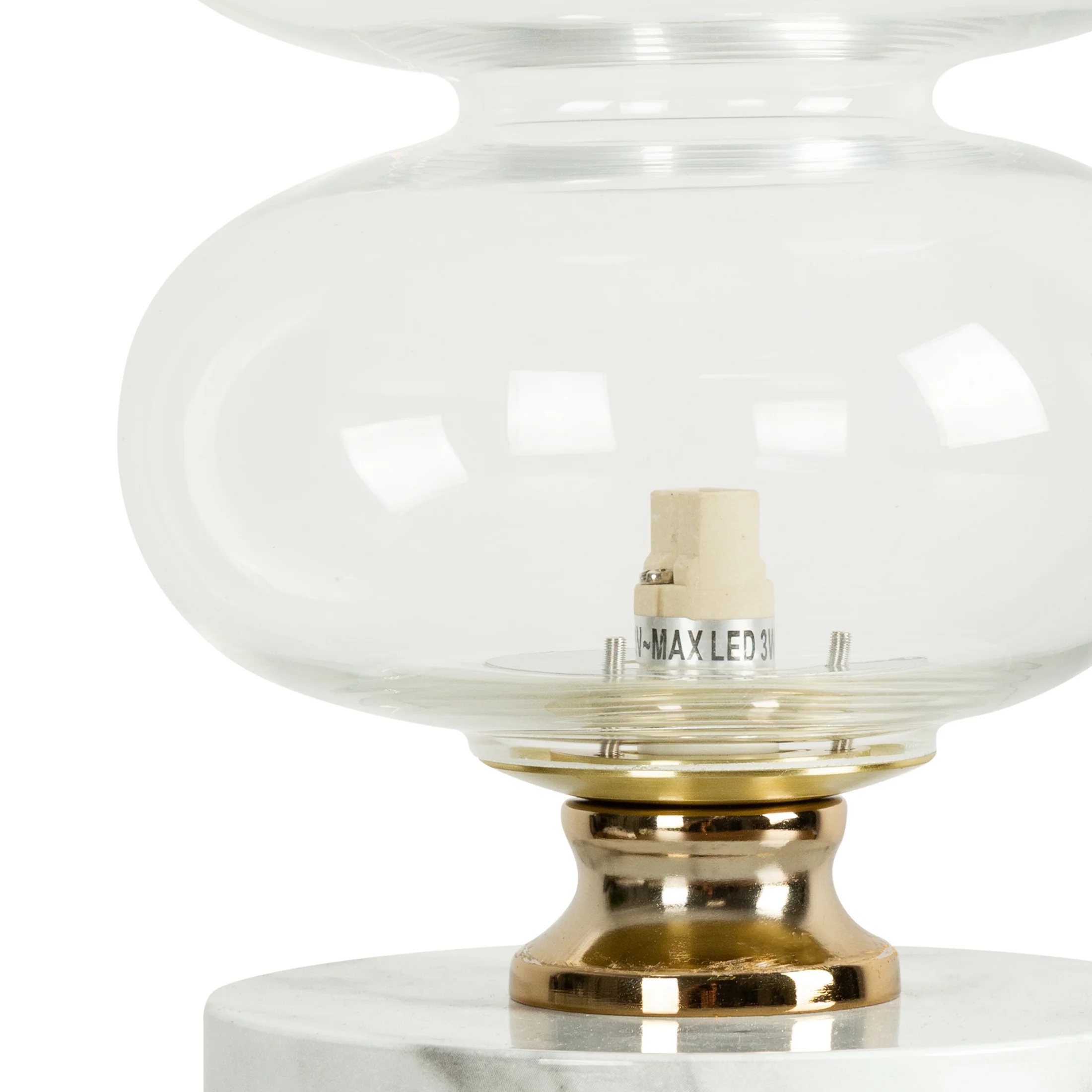 Designerska lampa stołowa transparentna z marmurem i szklaną konstrukcją 15x45 cm MIRA 2 Eurofirany