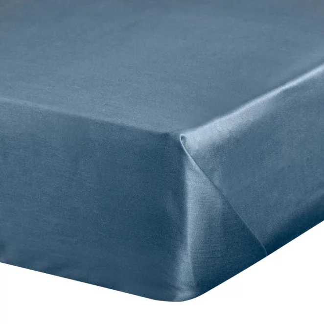 Prześcieradło bez gumki 160x210 cm z satyny bawełnianej kolor ciemnoniebieski 125 g/m2 DINA Diva Line Eurofirany