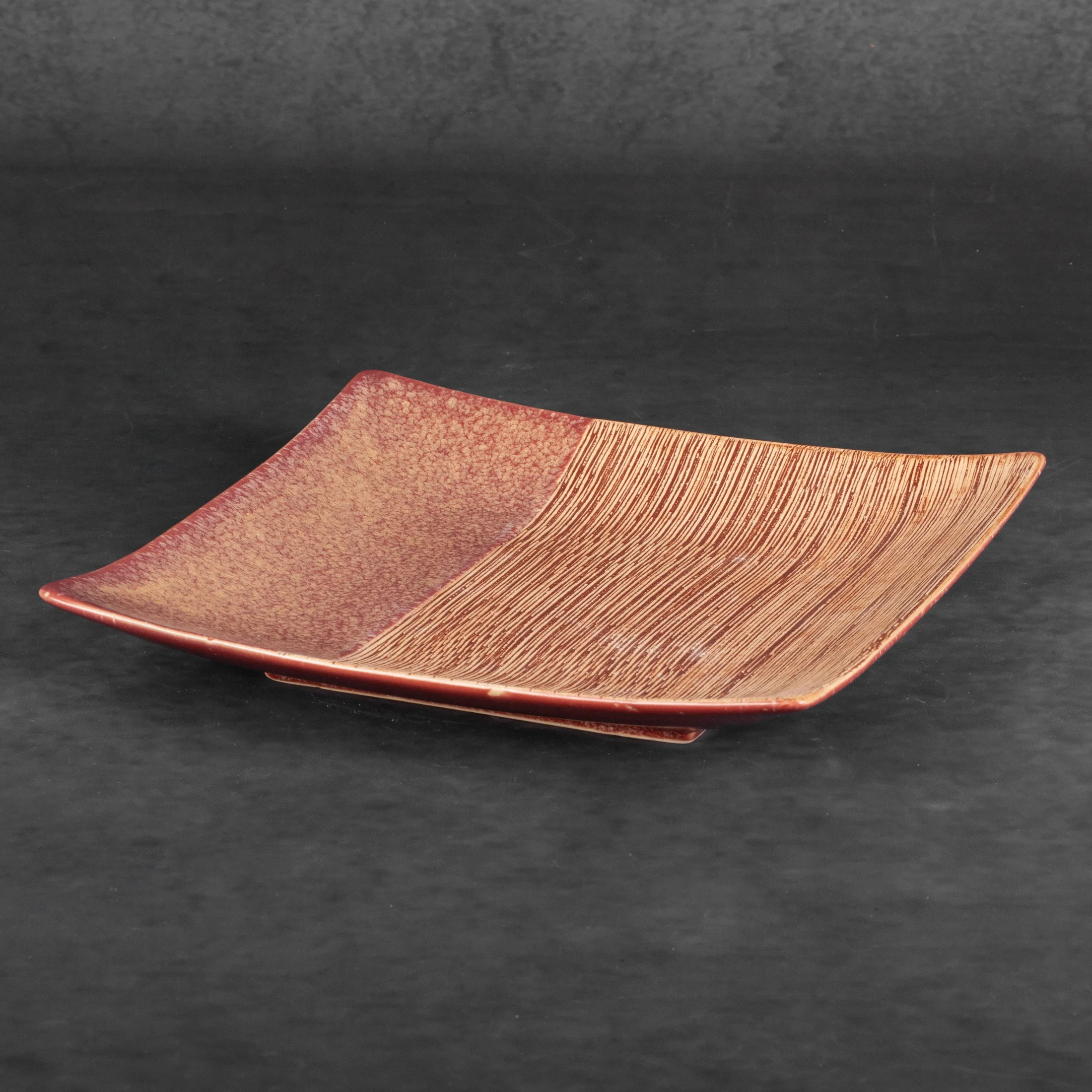 Patera ceramiczna dekoracyjna czerwono-jasnobrązowa 27x27x5 cm ELDA Eurofirany