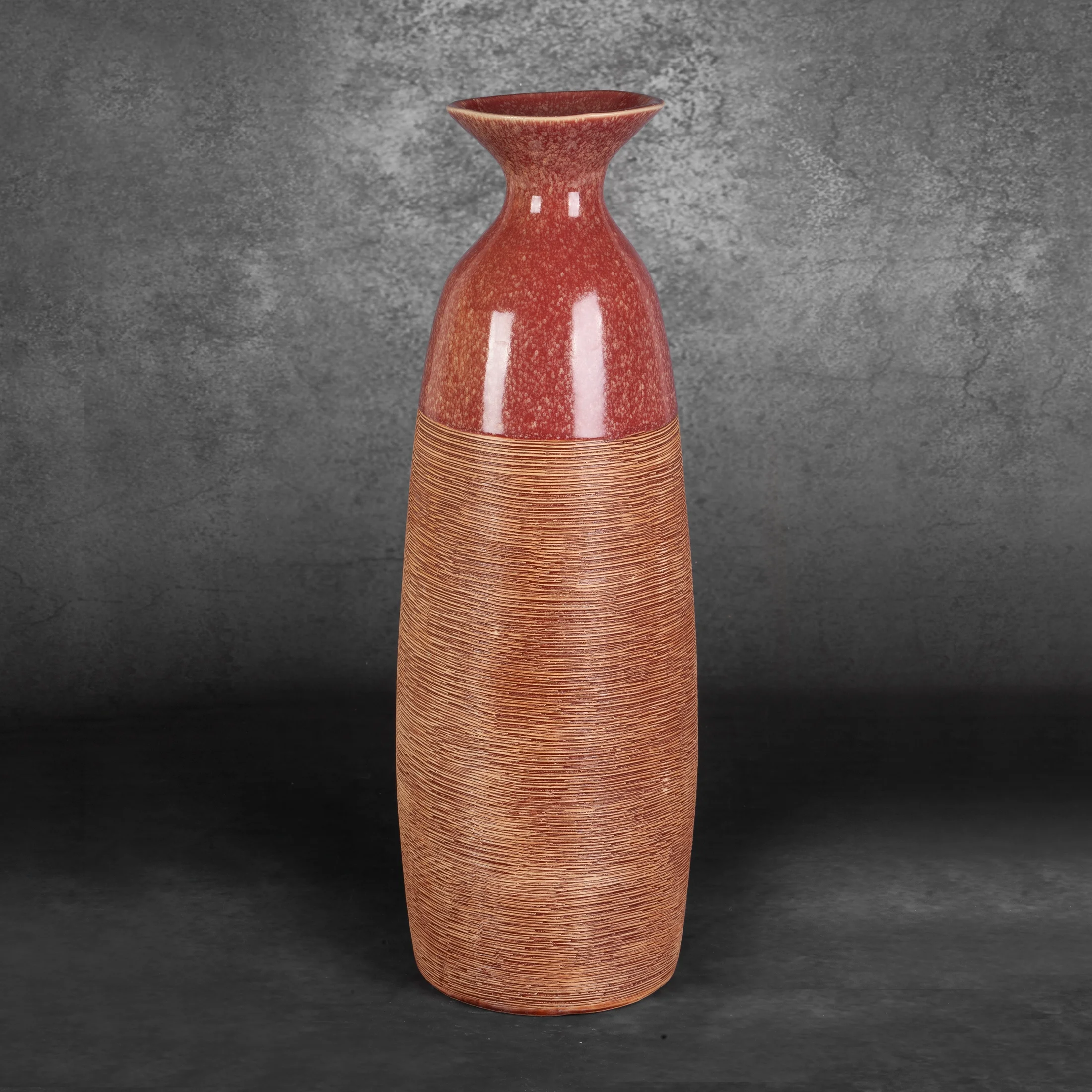 Wazon ceramiczny czerwono-jasnobrązowy 18x17x51 cm ELDA Eurofirany