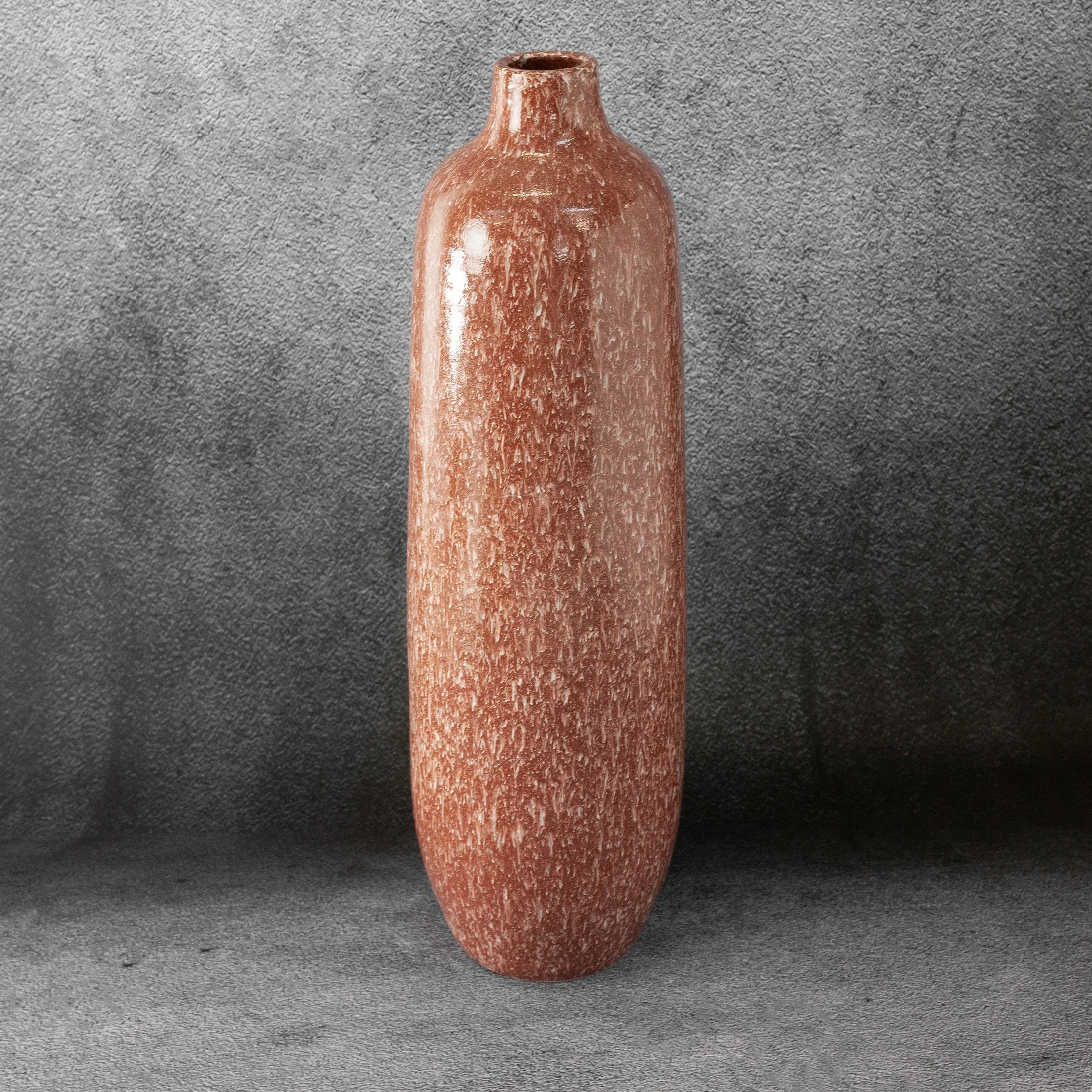 MARK WYSOKI BRĄZOWY WAZON CERAMICZNY 14x50 cm EUROFIRANY