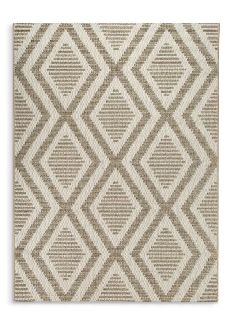 Dywan 120x170 cm brązowy z strukturalnym plecionym wzorem rombów z frędzlami LINEA4 BOHO Eurofirany