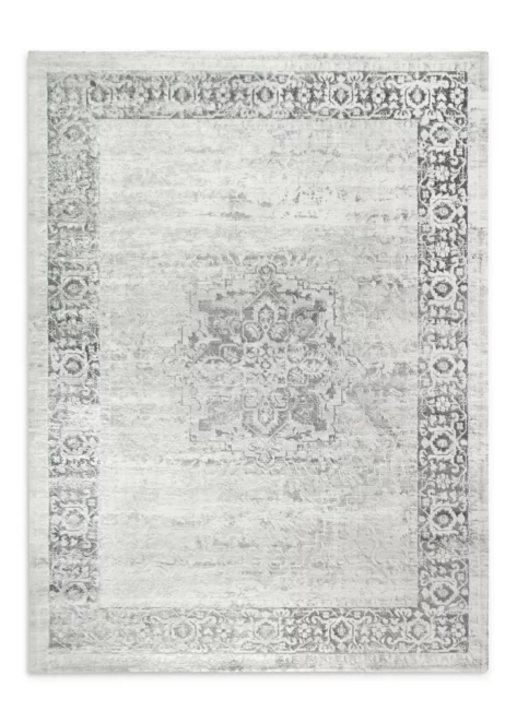 Dywan 120x170 cm jasnostalowo, biały z motywem klasycznych ornamentów ELBA4 Eurofirany