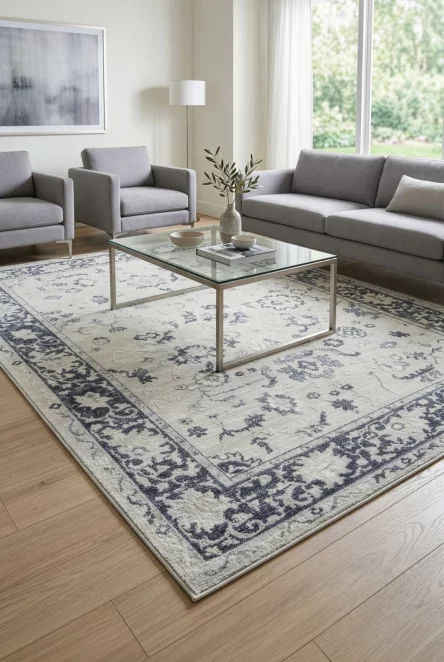 Dywan 140x190 cm kremowo, granatowy z motywem orientalnym ELBA1 Eurofirany