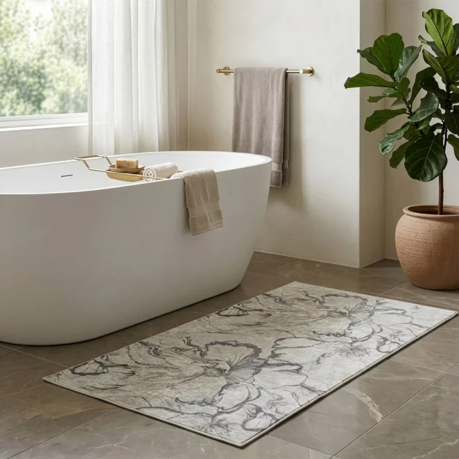 Dywan 160x220 cm szaro, kremowy z motywem kwiatów LOTUS1 Eurofirany