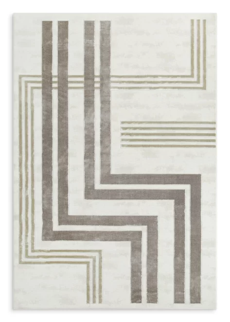 Dywan 160x230 cm biało, brązowy zdobiony motywem geometrycznym AURA 10 Eurofirany
