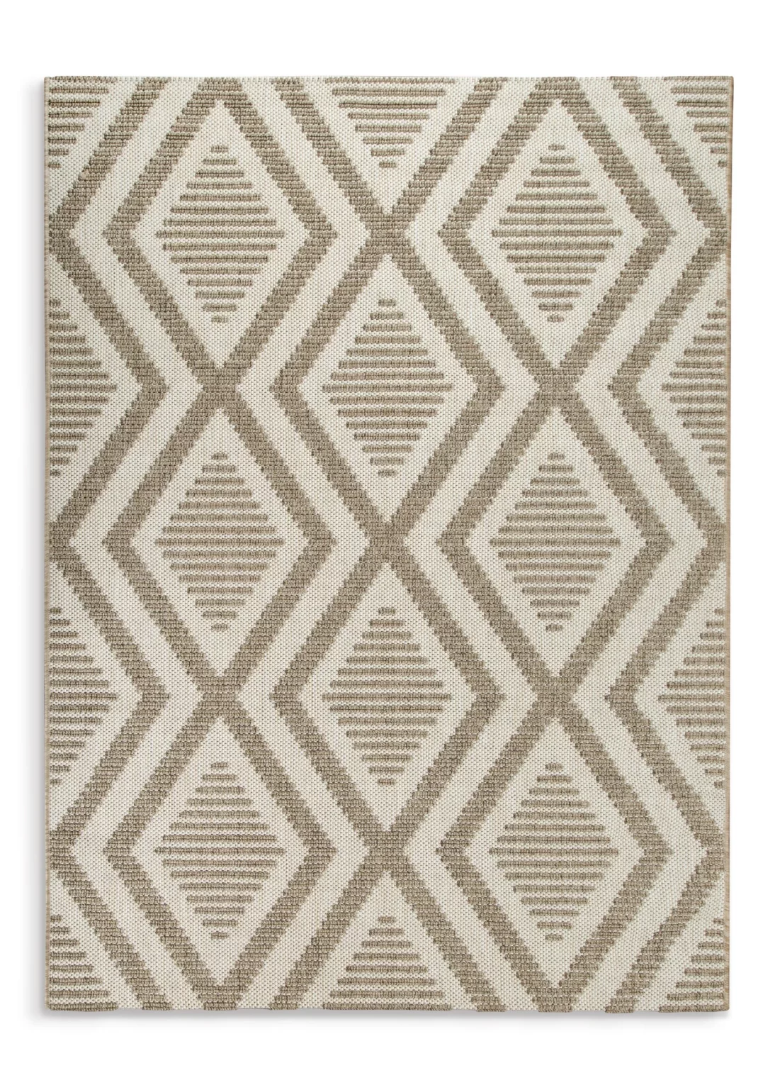Dywan 160x230 cm brązowy z strukturalnym plecionym wzorem rombów z frędzlami LINEA4 BOHO Eurofirany