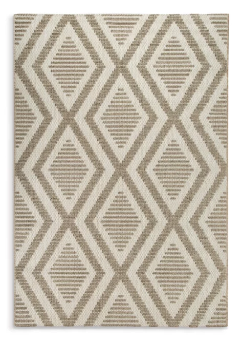 Dywan 160x230 cm brązowy z strukturalnym plecionym wzorem rombów z frędzlami LINEA4 BOHO Eurofirany