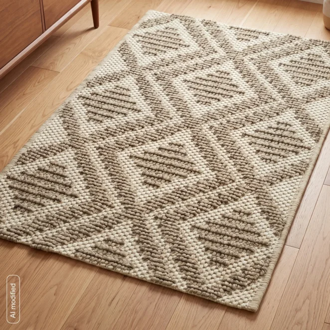 Dywan 50x80 cm brązowy z strukturalnym plecionym wzorem rombów LINEA4 BOHO Eurofirany