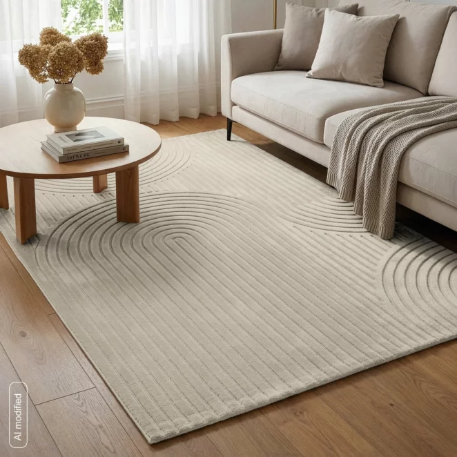 Dywan 60x100 cm beżowy z tłoczonym wzorem 3D VENUS BOHO2 Eurofirany