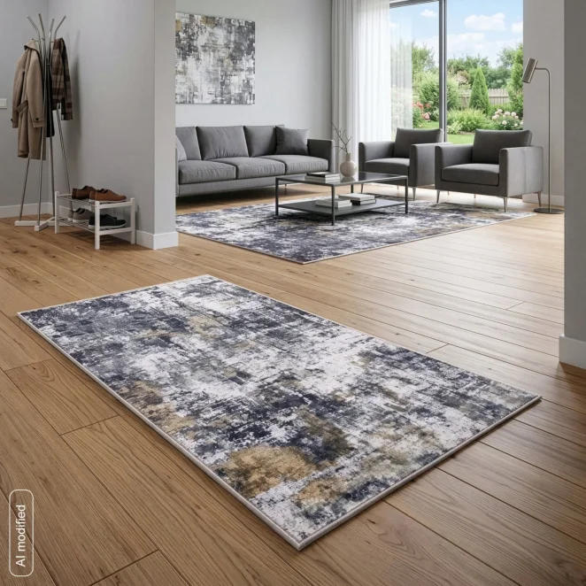 Dywan antypoślizgowy 50x80 cm kolor biało-czarny zdobiony abstrakcyjnym motywem - LILI2 Eurofirany