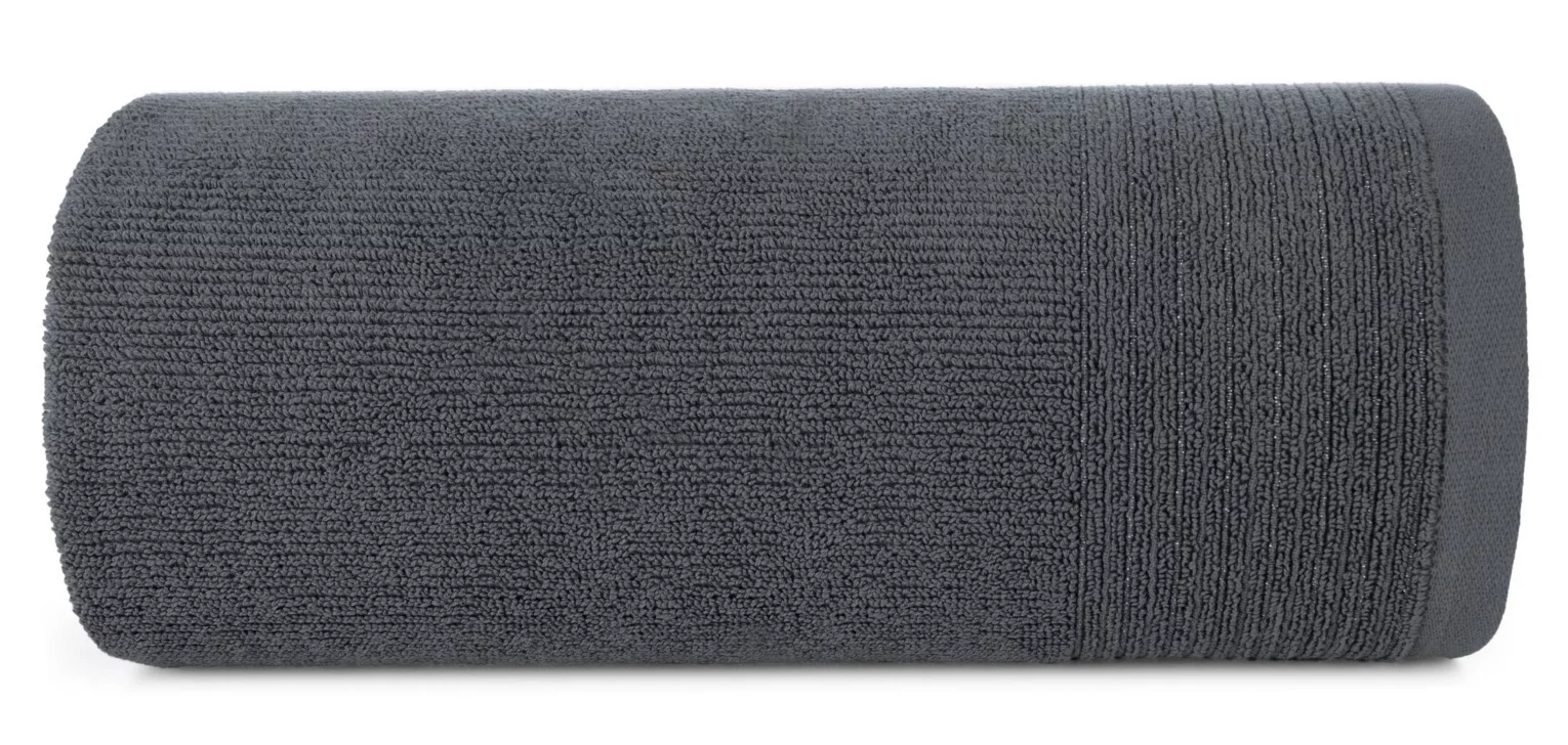 Ręcznik do rąk 30x50 cm bawełniany kolor stalowy zdobiony błyszczącą bordiurą 500 g/m2 LARI Eurofirany