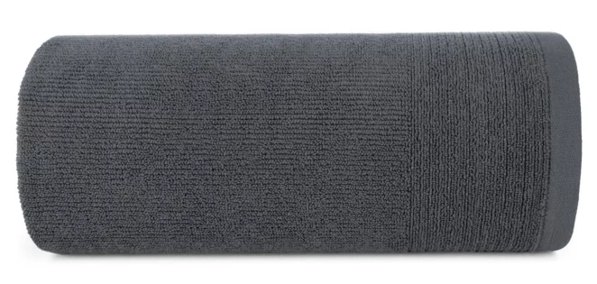 Ręcznik do rąk 30x50 cm bawełniany kolor stalowy zdobiony błyszczącą bordiurą 500 g/m2 LARI Eurofirany