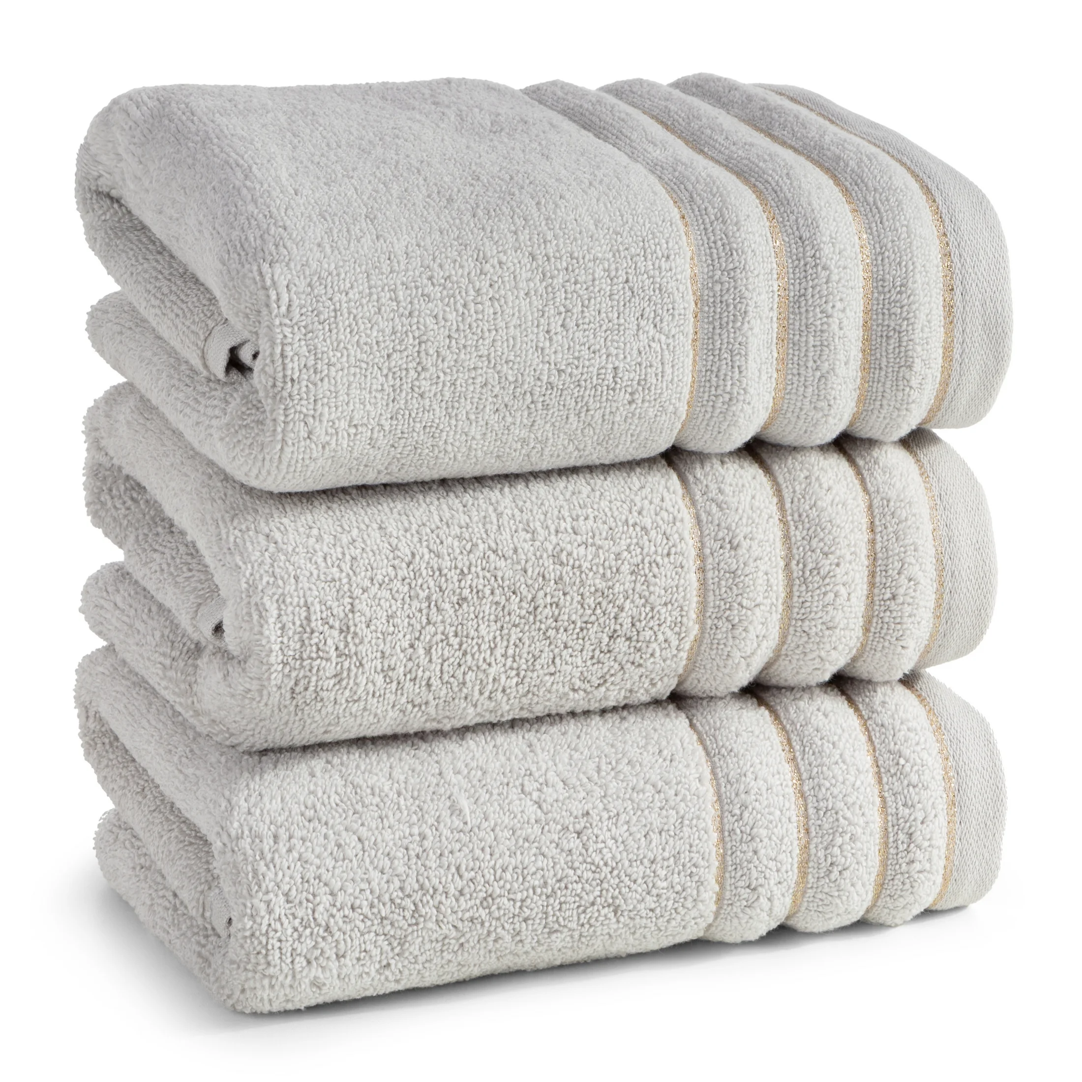 Ręcznik kąpielowy 50x90 cm bawełniany kolor srebrny z błyszczącą bordiurą 500 g/m2 NADINE Eurofirany