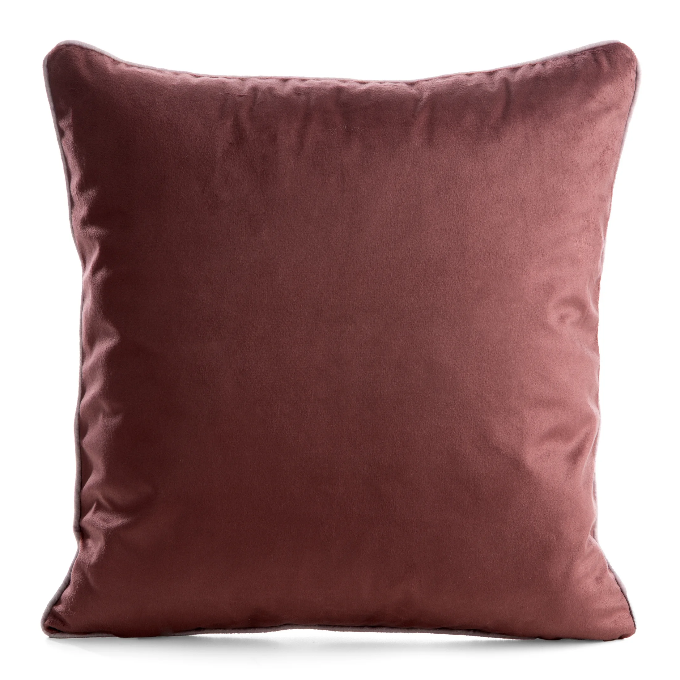 Poszewka na poduszkę 45x45 cm welwetowa bordowo, różowa z roślinnym nadrukiem VELVET 211 Eurofirany