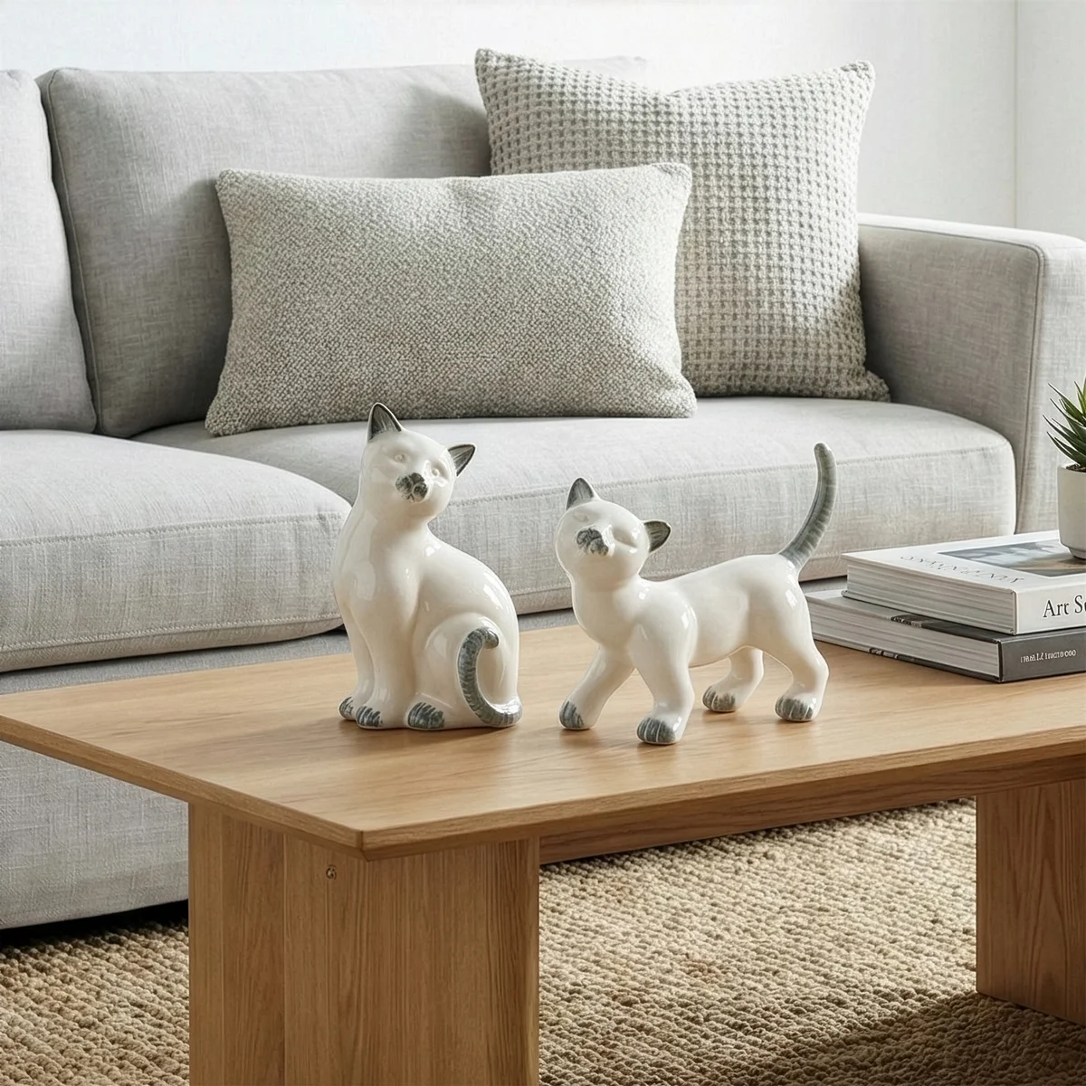 Figurka dekoracyjna kot kremowa 11x9x19 cm AVANI Eurofirany