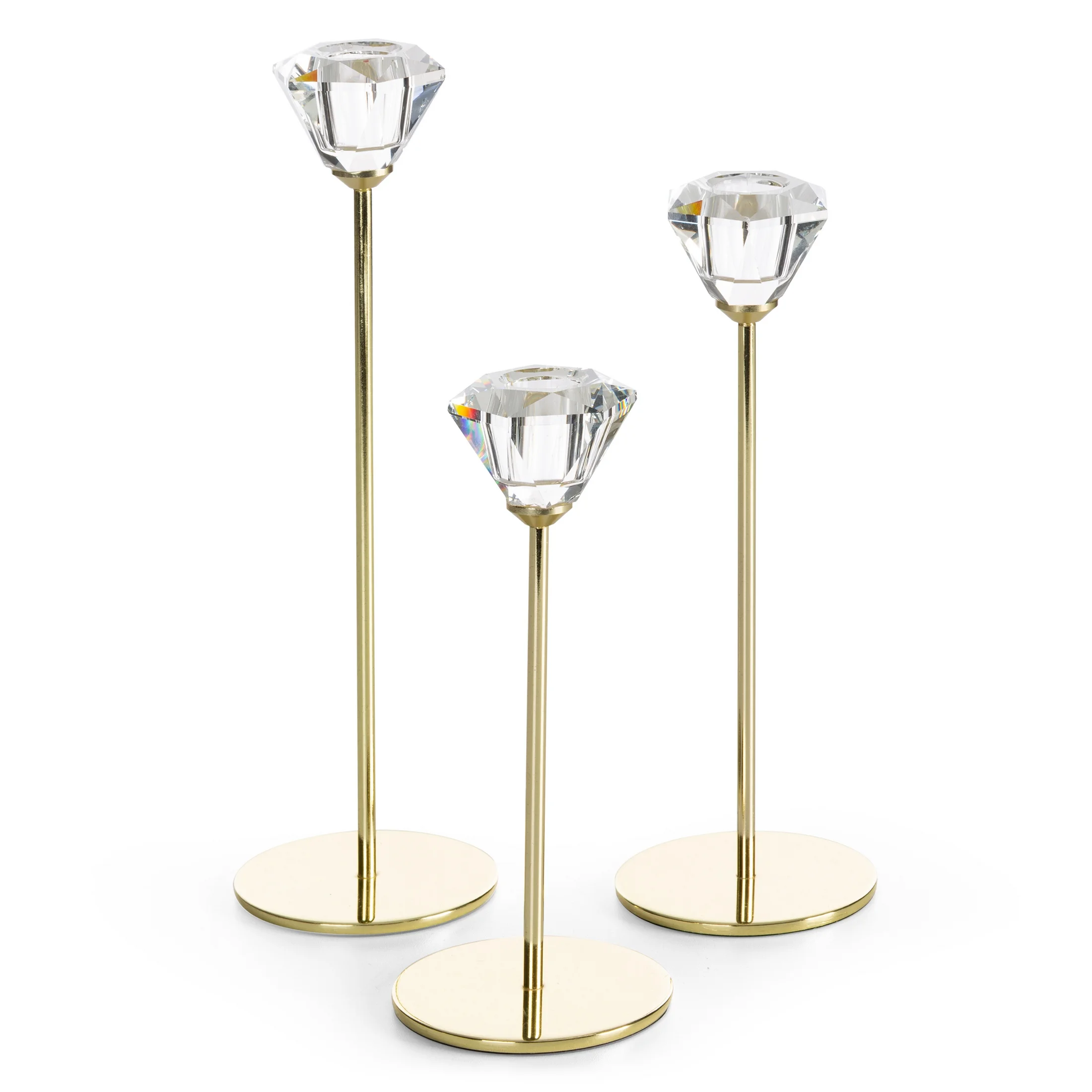 Świecznik dekoracyjny transparentny, złoty z subtelnym kryształem średnica 8x23 cm SALMA Eurofirany