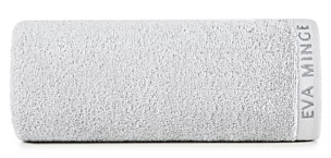 Ręcznik kąpielowy 70x140 cm bawełniany kolor srebrny z haftowanym logiem Eva Minge 550 g/m2 VENUS Eurofirany