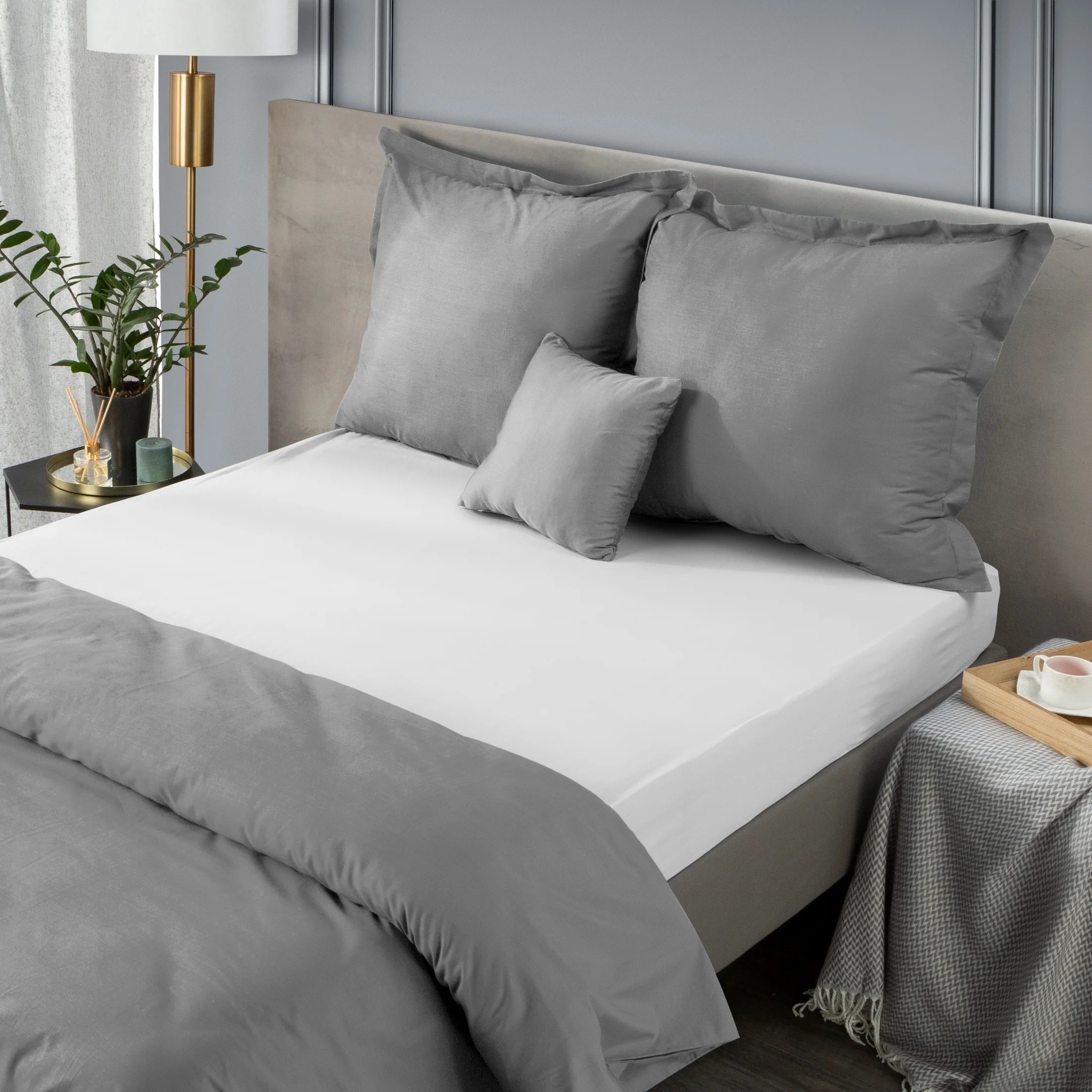 Prześcieradło gładkie bez gumki 160x210 cm z satyny bawełnianej kolor biały 125 g/m2 NOVA Eurofirany